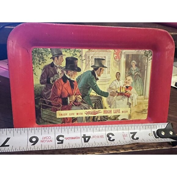 Enjoy Life with Miller High Life Beer Metal Tip Tray 6 1/2" x 4 1/2" - Picture 2 of 4
